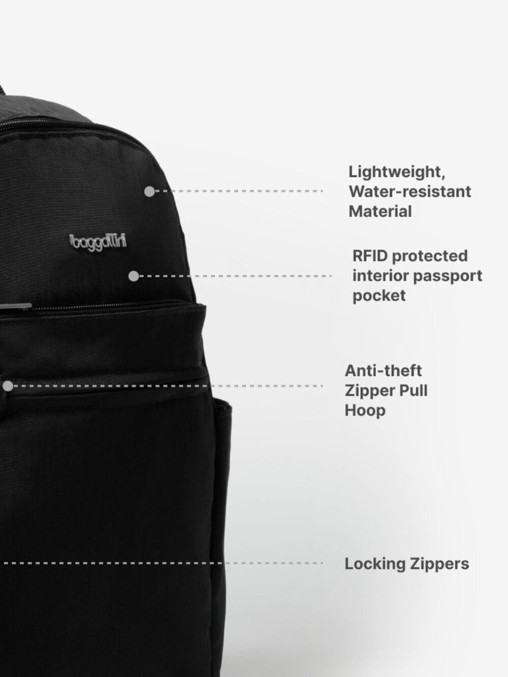 baggallini Charcoal Securtex Anti-Theft Vacation Backpack/NWT - Picture 11 of 16
